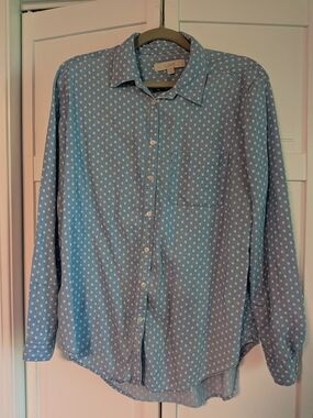 LOFT Blue Polka Dot Women's Button-Down Shirt
